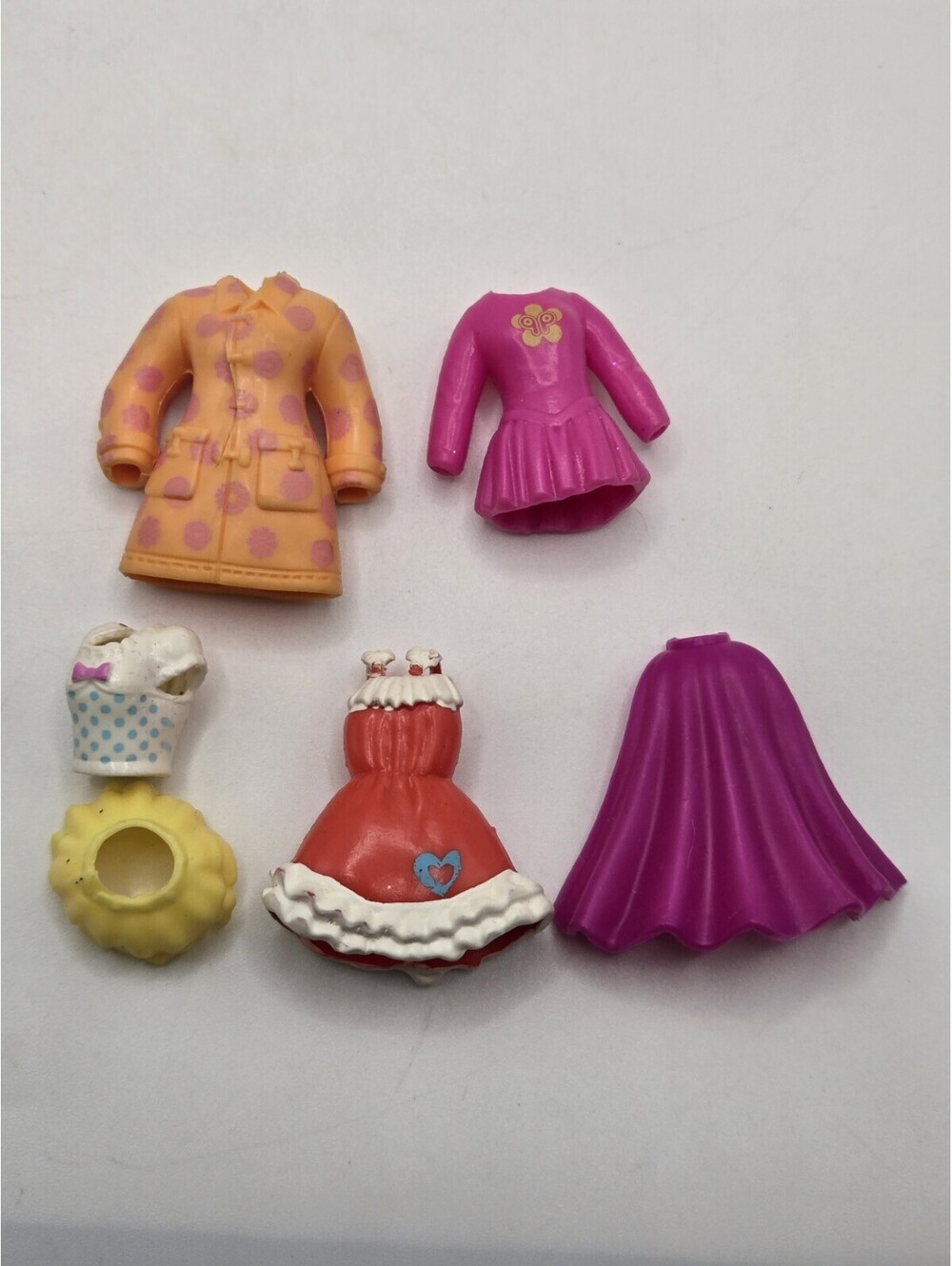 Vintage Fashion Polly Pocket Clothes Lot 2000s Mattel Rubber Outfits Dress Coat